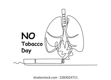 Continuous one-line drawing smoking can burn the lungs. No tobacco day concept single line draws design graphic vector illustration