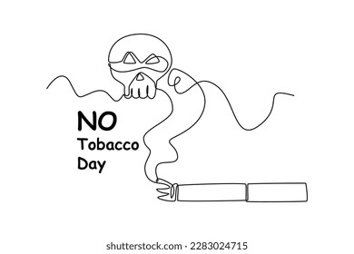 Continuous one-line drawing smoking is harmful to health. No tobacco day concept single line draws design graphic vector illustration