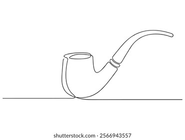 Continuous One-Line Drawing of a Smoking Pipe - Minimalist Vintage Art