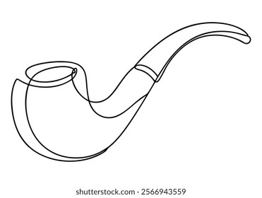 Continuous One-Line Drawing of a Smoking Pipe - Minimalist Vintage Art