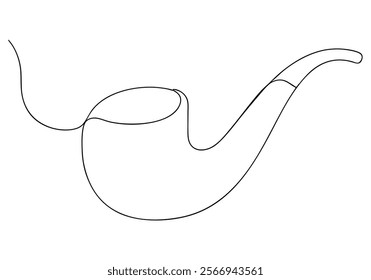 Continuous One-Line Drawing of a Smoking Pipe - Minimalist Vintage Art