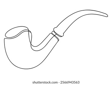 Continuous One-Line Drawing of a Smoking Pipe - Minimalist Vintage Art