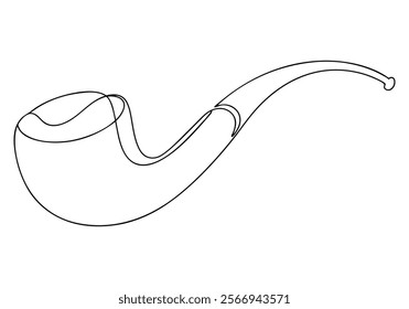 Continuous One-Line Drawing of a Smoking Pipe - Minimalist Vintage Art