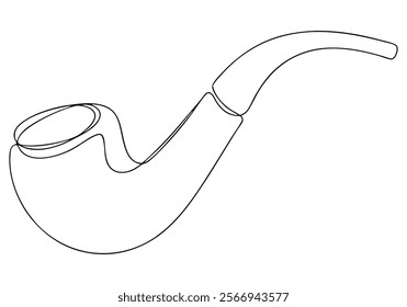 Continuous One-Line Drawing of a Smoking Pipe - Minimalist Vintage Art