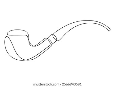 Continuous One-Line Drawing of a Smoking Pipe - Minimalist Vintage Art