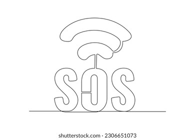 Réseau SOS de dessin continu à une ligne. Concept de SOS d'urgence. Illustration vectorielle du dessin à une seule ligne