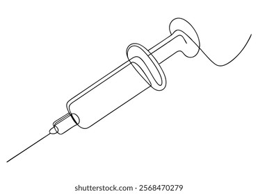 Continuous One-Line Drawing of a Syringe - Minimalist Medical Art