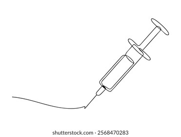 Continuous One-Line Drawing of a Syringe - Minimalist Medical Art