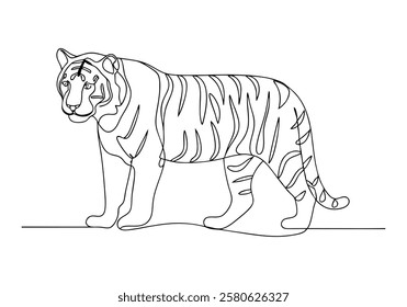Continuous One-Line Drawing of a Tiger - Minimalist Wildlife Art
