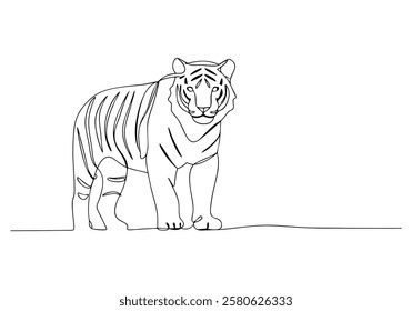 Continuous One-Line Drawing of a Tiger - Minimalist Wildlife Art