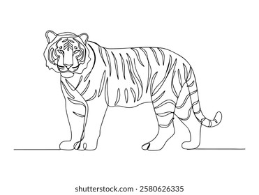 Continuous One-Line Drawing of a Tiger - Minimalist Wildlife Art