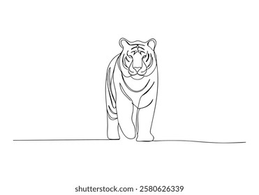 Continuous One-Line Drawing of a Tiger - Minimalist Wildlife Art