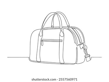 Continuous One-Line Drawing of a Travel Bag - Minimalist Luggage Art