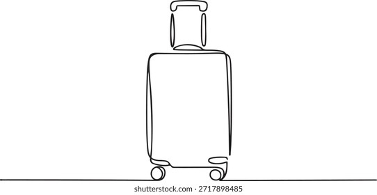 Desenho contínuo de uma linha de um saco de viagem - arte minimalista de bagagem.
