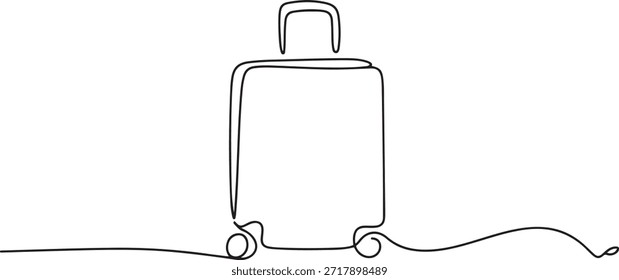 Dibujo continuo de una línea de una bolsa de viaje - Arte minimalista del equipaje. dibujo de un icono de línea
