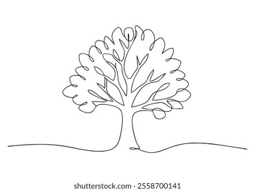 Continuous One-Line Drawing of a Tree - Minimalist Nature Art