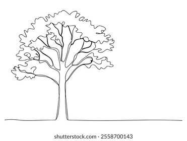 Continuous One-Line Drawing of a Tree - Minimalist Nature Art