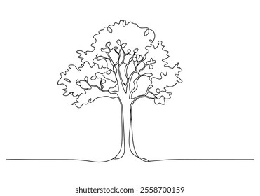 Continuous One-Line Drawing of a Tree - Minimalist Nature Art