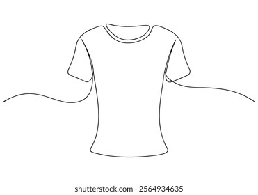 Continuous One-Line Drawing of a T-Shirt - Minimalist Fashion Illustration