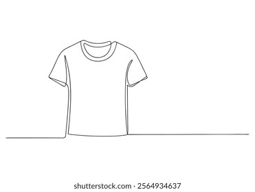 Continuous One-Line Drawing of a T-Shirt - Minimalist Fashion Illustration