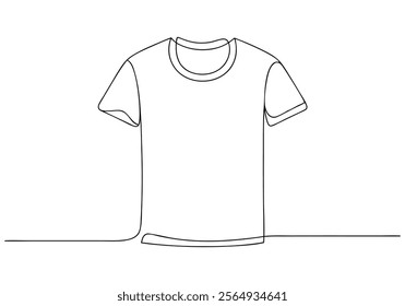 Continuous One-Line Drawing of a T-Shirt - Minimalist Fashion Illustration