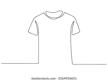 Continuous One-Line Drawing of a T-Shirt - Minimalist Fashion Illustration