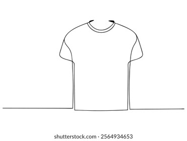 Continuous One-Line Drawing of a T-Shirt - Minimalist Fashion Illustration