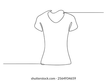 Continuous One-Line Drawing of a T-Shirt - Minimalist Fashion Illustration