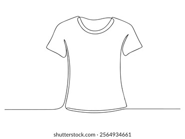 Continuous One-Line Drawing of a T-Shirt - Minimalist Fashion Illustration