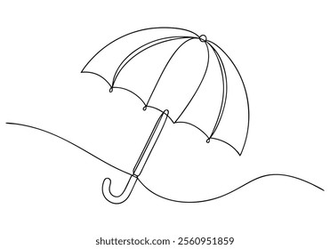 Continuous One-Line Drawing of an Umbrella - Minimalist Weather Art