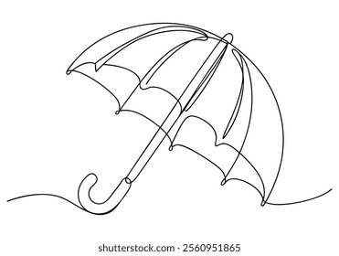 Continuous One-Line Drawing of an Umbrella - Minimalist Weather Art