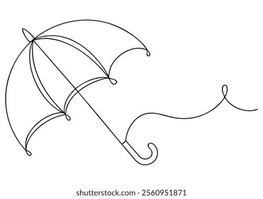 Continuous One-Line Drawing of an Umbrella - Minimalist Weather Art