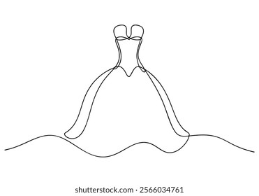 Continuous One-Line Drawing of a Wedding Dress - Minimalist Bridal Art"