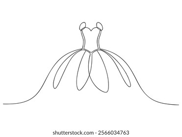 Continuous One-Line Drawing of a Wedding Dress - Minimalist Bridal Art"