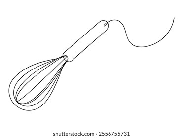Continuous One-Line Drawing of a Whisk - Minimalist Kitchen Tool Art