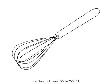 Continuous One-Line Drawing of a Whisk - Minimalist Kitchen Tool Art