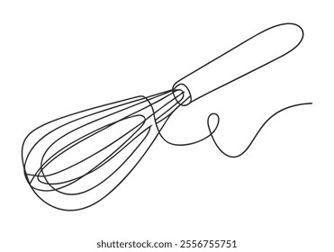 Continuous One-Line Drawing of a Whisk - Minimalist Kitchen Tool Art
