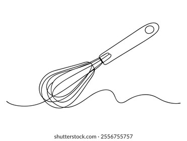 Continuous One-Line Drawing of a Whisk - Minimalist Kitchen Tool Art