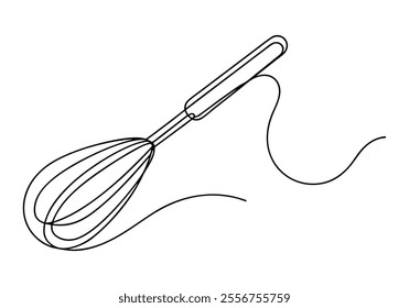 Continuous One-Line Drawing of a Whisk - Minimalist Kitchen Tool Art