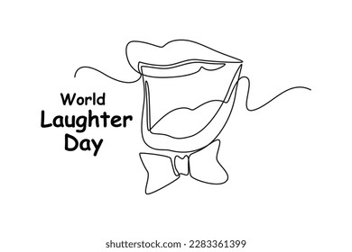 Continuous one-line drawing wide laughing mouth. World laughing day concept single line draws design graphic vector illustration