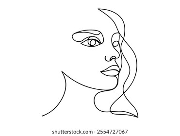 Continuous One-Line Drawing of a Woman's Face - Minimalist Feminine Art