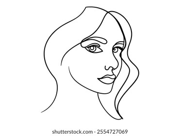 Continuous One-Line Drawing of a Woman's Face - Minimalist Feminine Art