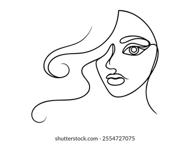 Continuous One-Line Drawing of a Woman's Face - Minimalist Feminine Art