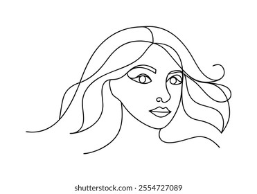 Continuous One-Line Drawing of a Woman's Face - Minimalist Feminine Art