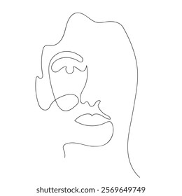 Continuous One-Line Drawing of a Woman's Face - Minimalist Feminine Art.