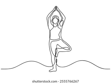 Continuous One-Line Drawing of a Yoga Pose - Minimalist Wellness Art