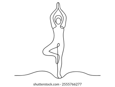 Continuous One-Line Drawing of a Yoga Pose - Minimalist Wellness Art