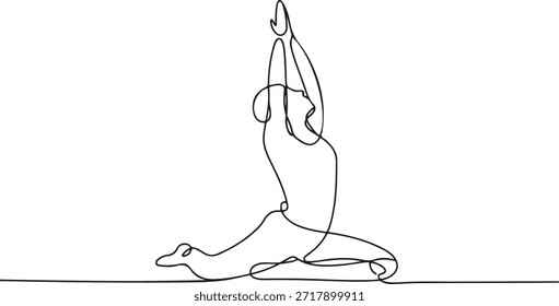 Continuous One-Line Drawing of a Yoga Pose - Minimalist Wellness Art. one line Icon drawing
