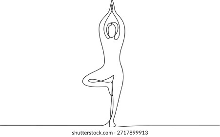 Continuous One-Line Drawing of a Yoga Pose - Minimalist Wellness Art. one line Icon drawing

