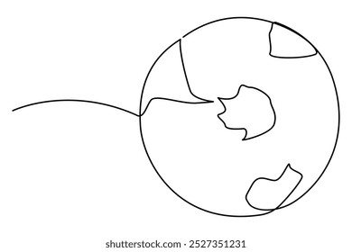 Continuous one-line earth globe outline vector illustration for minimalist and modern designs
